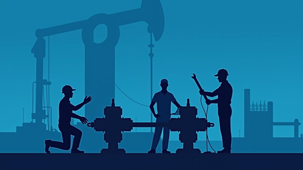 oil and gas solution image of engineers working